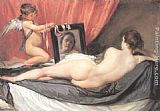 Diego Rodriguez De Silva Velazquez Famous Paintings - Venus at Her Mirror